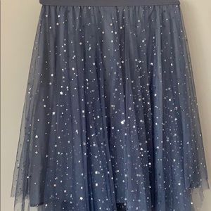 Blue tulle midi (tea length) skirt